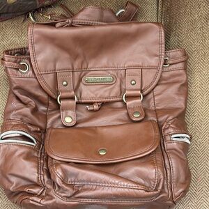 Stone & Co. Brown Faux Leather Backpack – Vintage-Inspired, Never Used